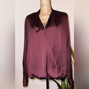 Apt 9 Satin Like Burgundy Blouse Size XL